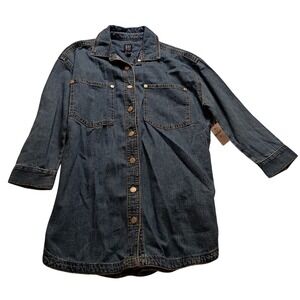 Gap Kids Denim Shirt Dress Medium Wash Long Sleeve Blue Size S 6-7 Casual NWT